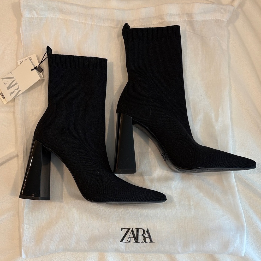 Zara Women's Black Heeled Boots- BRAND NEW